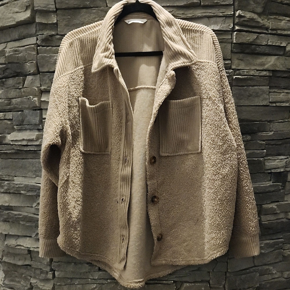 Bluenotes Beige Sherpa Shirt Jacket